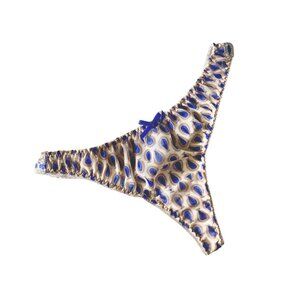 NWOT Etam (French) Nude & Periwinkle Blue Paisely Thong, Coquette, Panties